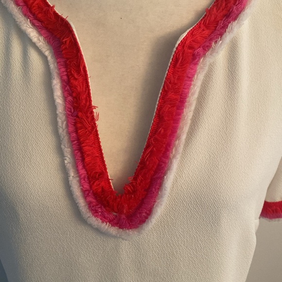 Trina Turk dress white with pink and red pipping - Picture 4 of 13